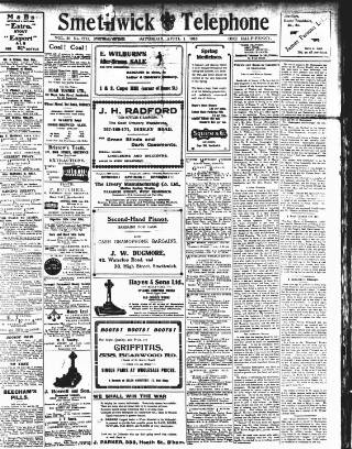 cover page of Smethwick Telephone published on April 1, 1916