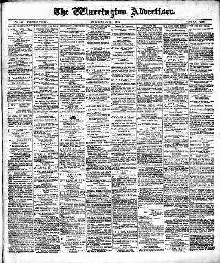 cover page of Warrington Advertiser published on June 8, 1889