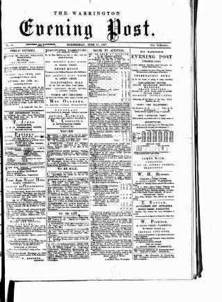 cover page of Warrington Evening Post published on June 13, 1877