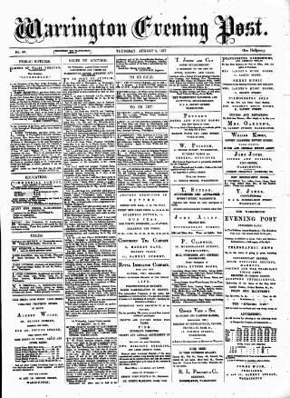 cover page of Warrington Evening Post published on August 2, 1877