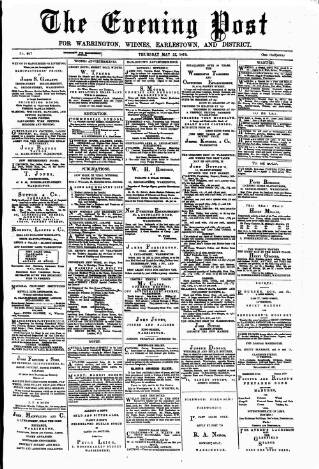 cover page of Warrington Evening Post published on May 22, 1879