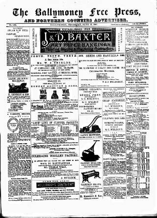 cover page of Ballymoney Free Press and Northern Counties Advertiser published on June 13, 1889