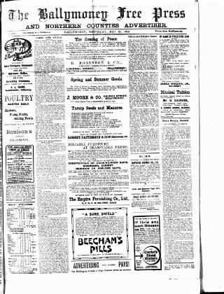 cover page of Ballymoney Free Press and Northern Counties Advertiser published on May 22, 1919