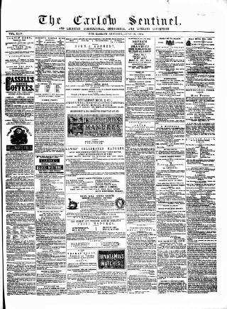 cover page of Carlow Sentinel published on June 13, 1874