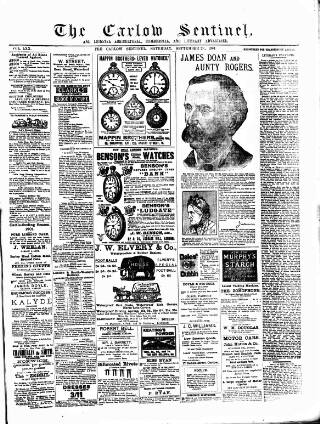 cover page of Carlow Sentinel published on September 28, 1901