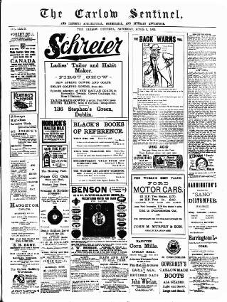 cover page of Carlow Sentinel published on April 1, 1911