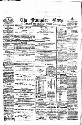 cover page of Munster News published on September 28, 1878