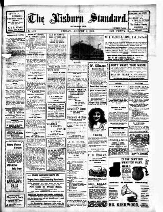cover page of Lisburn Standard published on August 2, 1918
