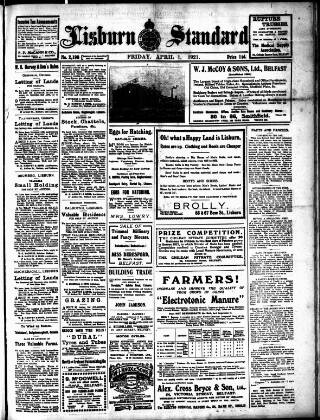 cover page of Lisburn Standard published on April 1, 1921