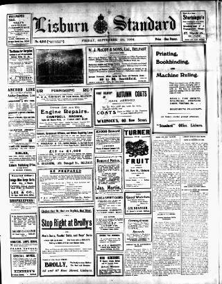 cover page of Lisburn Standard published on September 28, 1923