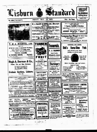 cover page of Lisburn Standard published on May 22, 1925