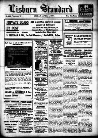 cover page of Lisburn Standard published on April 1, 1932