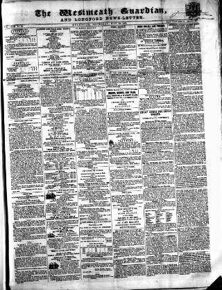 cover page of Westmeath Guardian and Longford News-Letter published on May 22, 1862