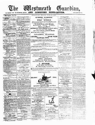 cover page of Westmeath Guardian and Longford News-Letter published on June 13, 1884
