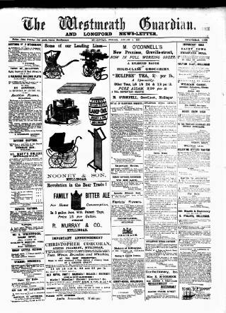 cover page of Westmeath Guardian and Longford News-Letter published on August 2, 1901