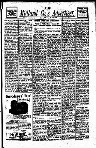cover page of Midland Counties Advertiser published on April 1, 1943