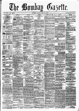 cover page of Bombay Gazette published on May 22, 1868