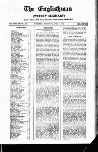 cover page of Englishman's Overland Mail published on April 1, 1926