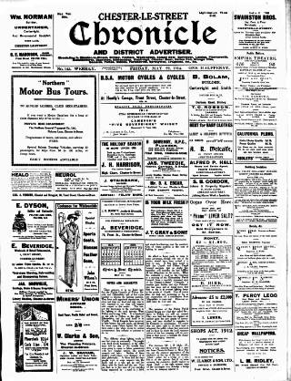 cover page of Chester-le-Street Chronicle and District Advertiser published on May 22, 1914