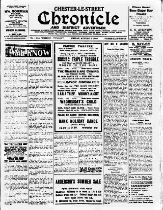 cover page of Chester-le-Street Chronicle and District Advertiser published on August 2, 1935