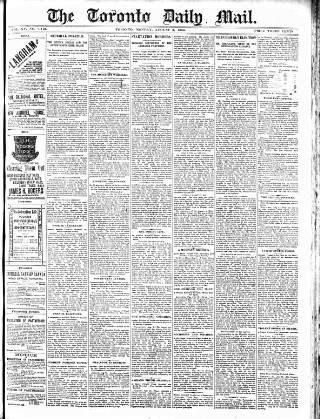 cover page of Toronto Daily Mail published on August 2, 1886