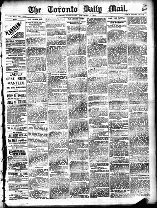 cover page of Toronto Daily Mail published on November 2, 1887