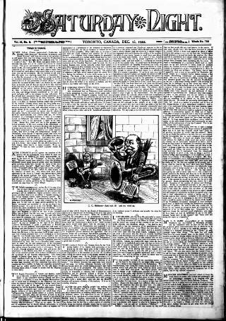 cover page of Toronto Saturday Night published on December 13, 1902