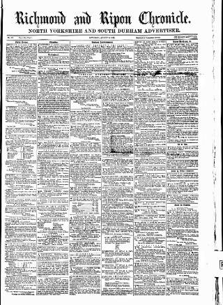 cover page of Richmond & Ripon Chronicle published on August 2, 1862
