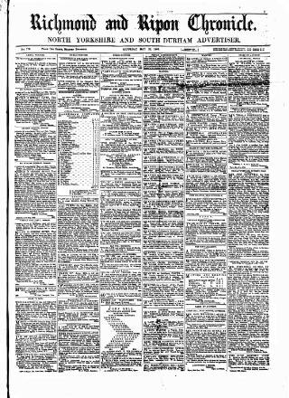 cover page of Richmond & Ripon Chronicle published on May 22, 1869