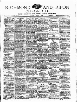 cover page of Richmond & Ripon Chronicle published on April 1, 1882