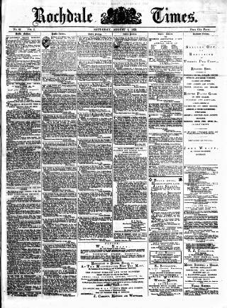cover page of Rochdale Times published on August 2, 1873