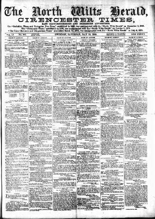 cover page of North Wilts Herald published on May 22, 1880