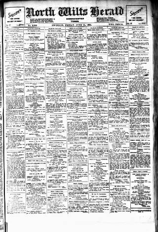 cover page of North Wilts Herald published on June 13, 1924