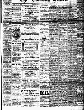 cover page of Hamilton Daily Times published on August 2, 1877