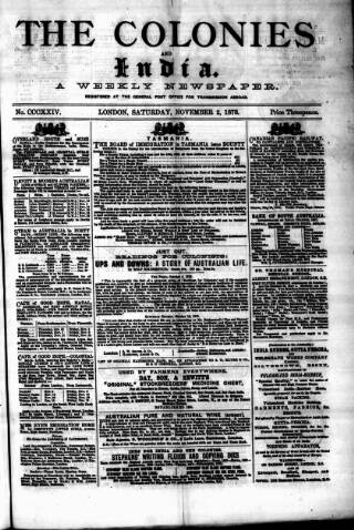 cover page of Colonies and India published on November 2, 1878