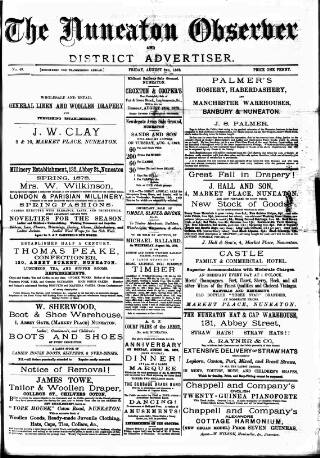 cover page of Nuneaton Observer published on August 2, 1878