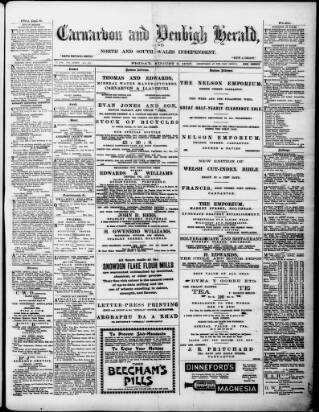 cover page of Caernarvon & Denbigh Herald published on August 2, 1907