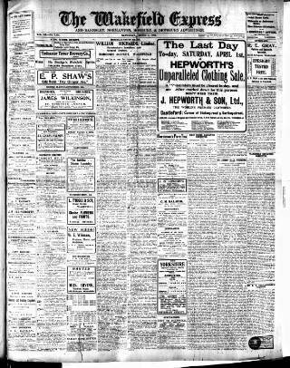 cover page of Wakefield Express published on April 1, 1911