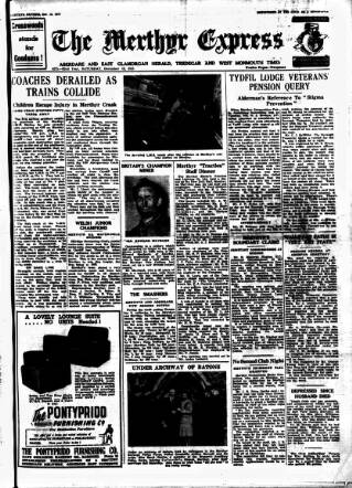 cover page of Merthyr Express published on December 13, 1947