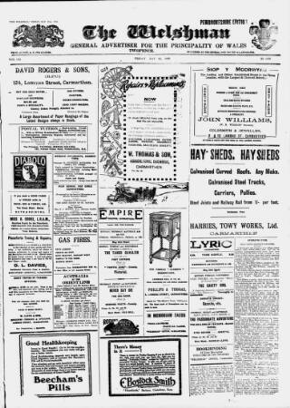 cover page of Welshman published on May 22, 1925