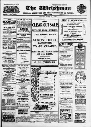 cover page of Welshman published on June 13, 1930