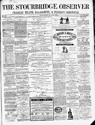 cover page of Cradley Heath & Stourbridge Observer published on May 22, 1869