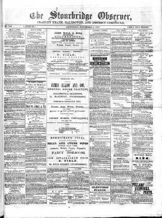 cover page of Cradley Heath & Stourbridge Observer published on November 2, 1878