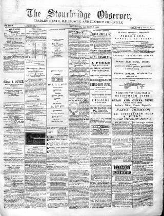 cover page of Cradley Heath & Stourbridge Observer published on August 2, 1884