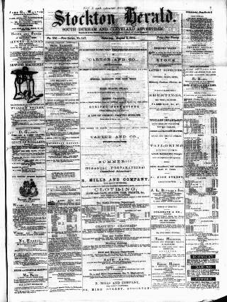 cover page of Stockton Herald, South Durham and Cleveland Advertiser published on August 2, 1873