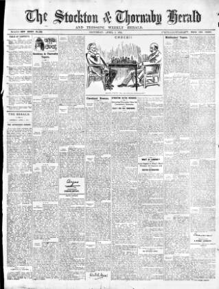 cover page of Stockton Herald, South Durham and Cleveland Advertiser published on April 1, 1911