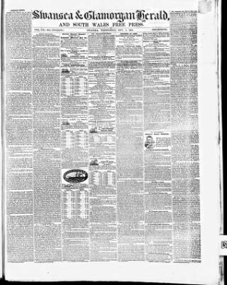 cover page of Swansea and Glamorgan Herald published on November 2, 1853