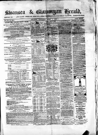cover page of Swansea and Glamorgan Herald published on April 1, 1865