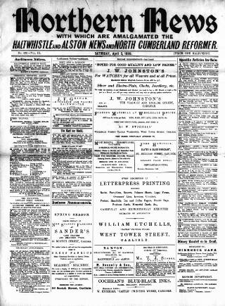 cover page of North Cumberland Reformer published on April 2, 1898