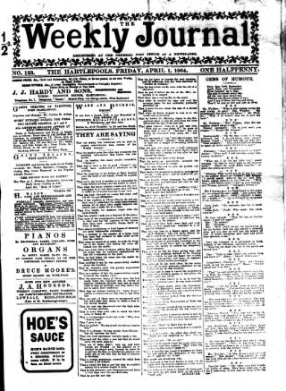cover page of Weekly Journal (Hartlepool) published on April 1, 1904